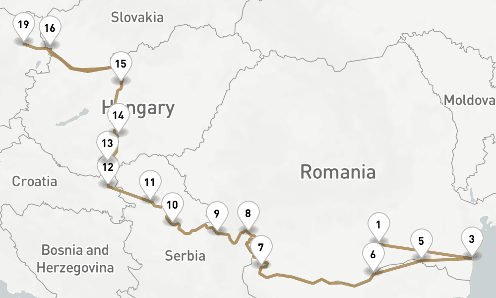 17 days, one-way from Bucharest to Vienna 18日間