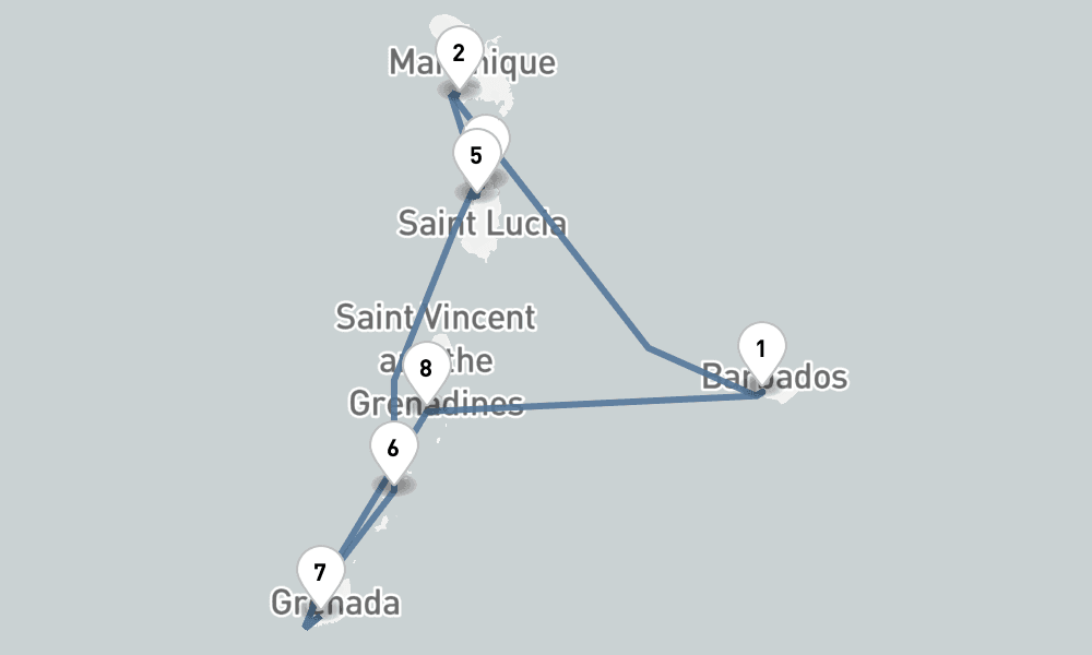 7 days, round-trip Jewels of the Windward Islands 8日間