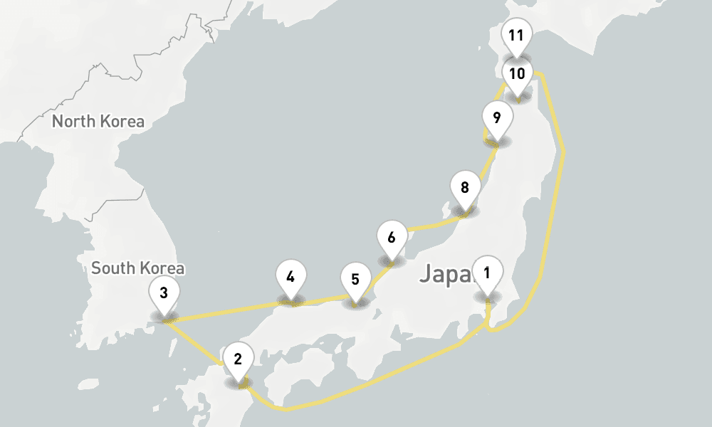 14 days, round-trip Sea Of Japan Cherry Blossoms 15日間