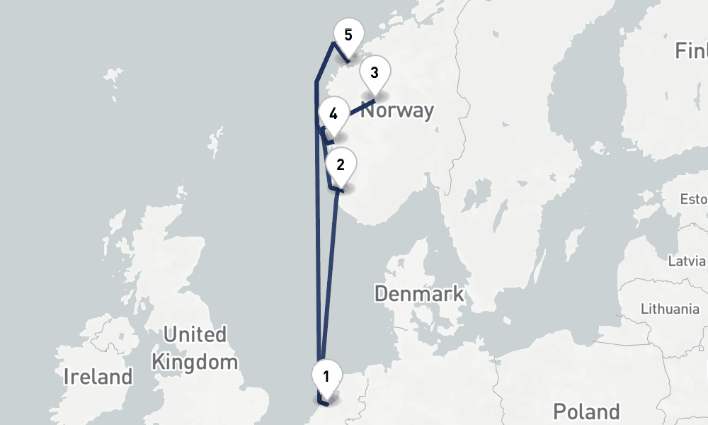 7 days, round-trip Norwegian Fjords 8日間