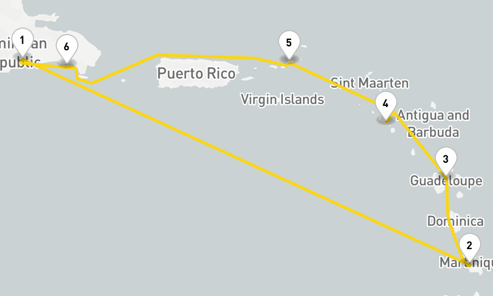 7 days, round-trip Caribbean Antilles from Santo Domingo 8日間