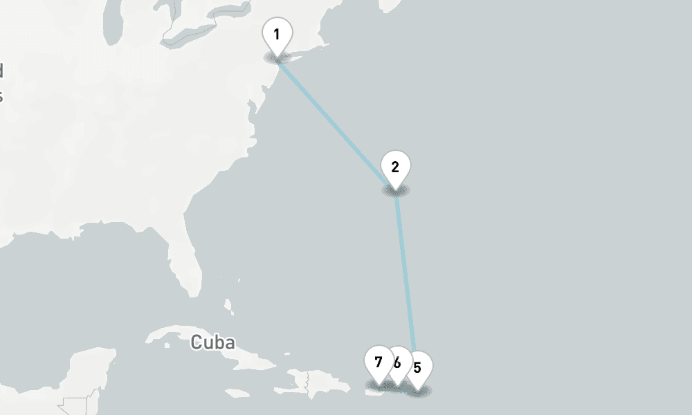 9 nights / 10 days, one-way from New York (Cape Liberty NYC) to San Juan (Puerto Rico)