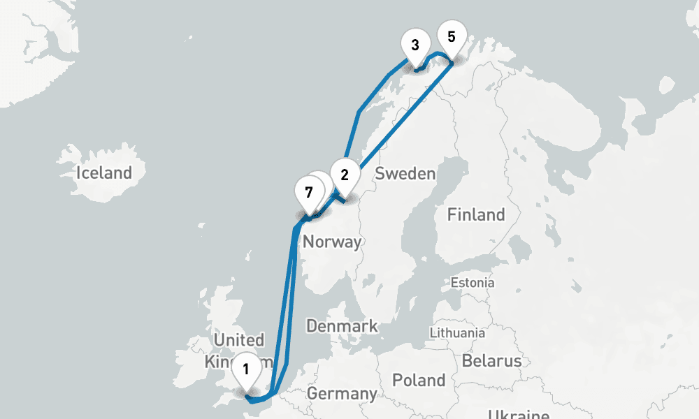 14 days, round-trip Search for the Northern Lights 15日間