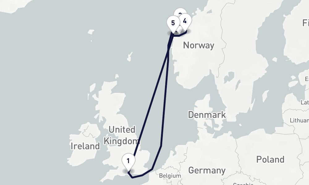 7 days, round-trip Northern Europe 8日間