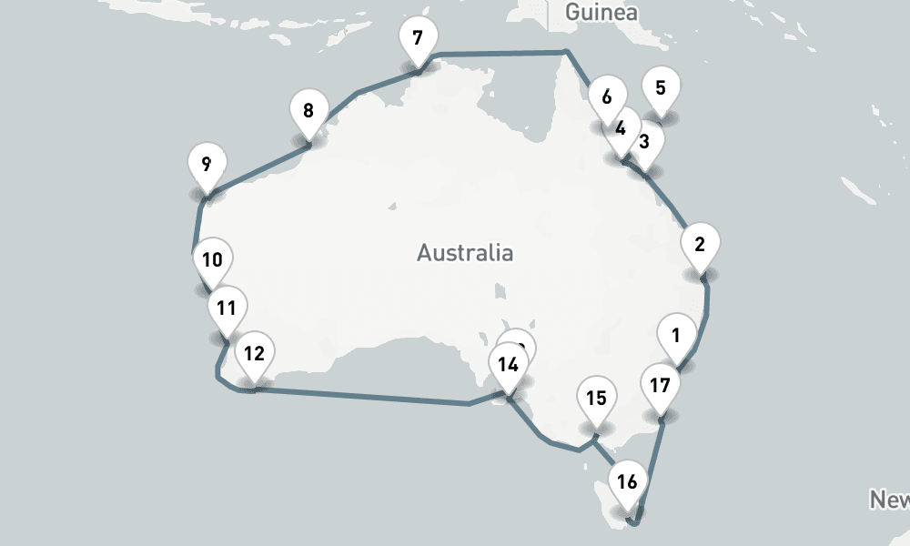 32 days, round-trip Australian Adventure Sydney To Sydney 33日間