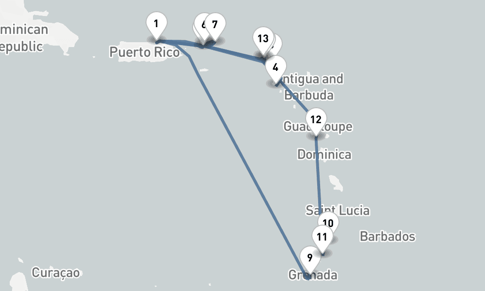 14 nights / 15 days, San Juan (Puerto Rico) Round trip