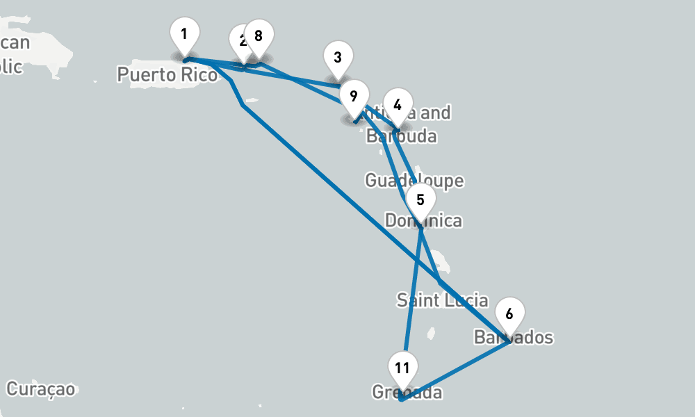 14 days, round-trip Southern Caribbean Adventurer 15日間