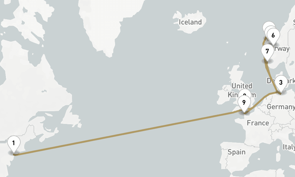 26 days, round-trip Norwegian Fjords 27日間