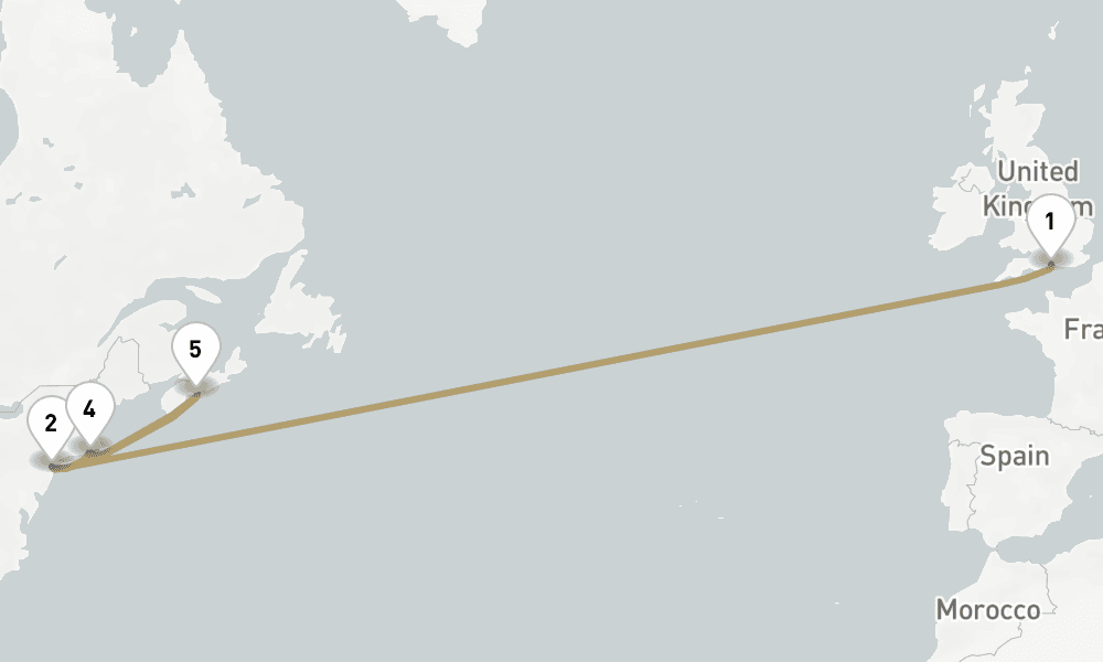 14 days, one-way from Southampton to New York 15日間