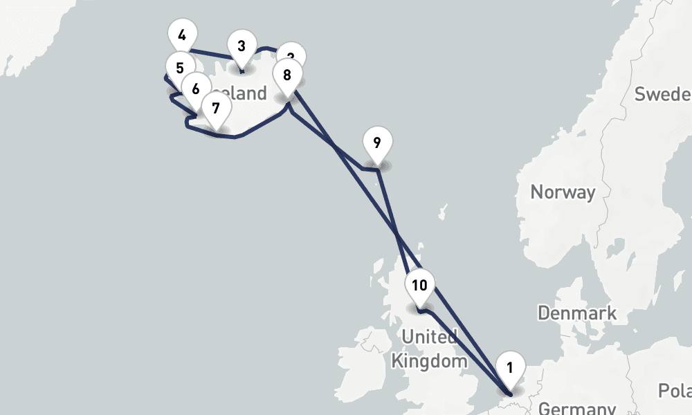 14 days, round-trip Icelandic Fjords With Scotland Collectors Voyage 15日間