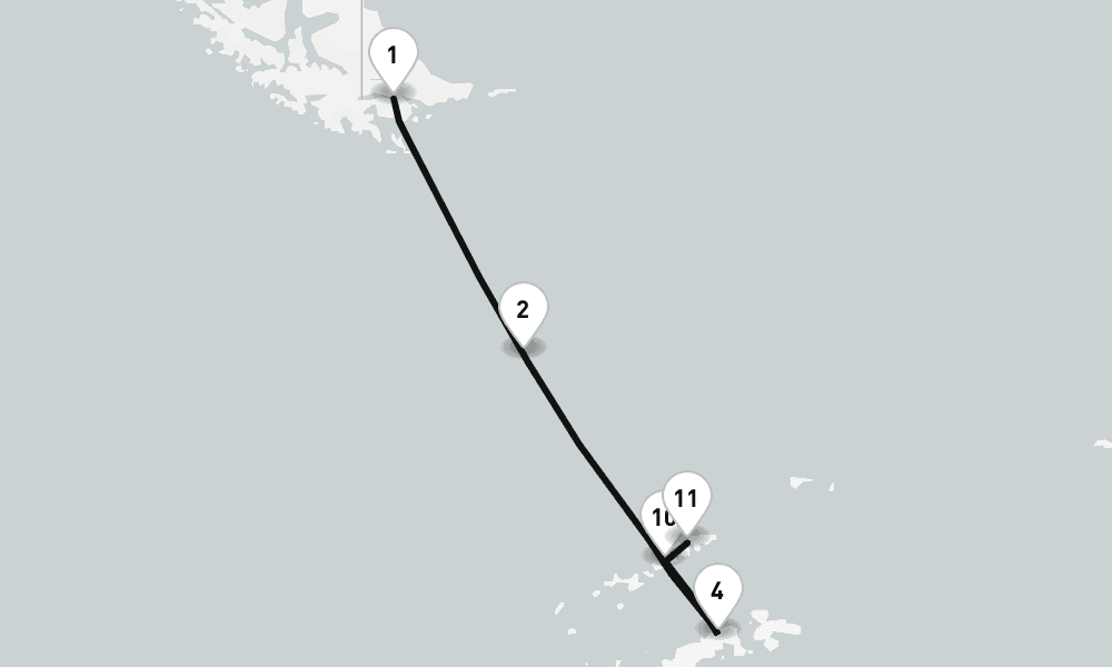 9 days, one-way from Puerto Williams to King George Island Antarctica 10日間