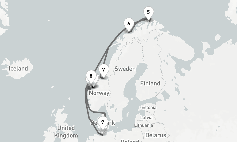12 days, one-way from Hamburg to Kiel 13日間