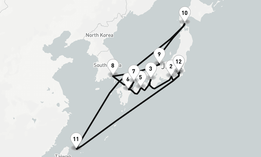 15 days, one-way from Yokohama to Tokyo 16日間