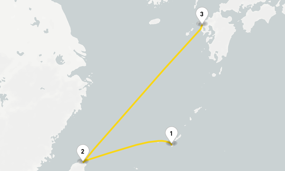 3 days, one-way from Naha to Sasebo 4日間