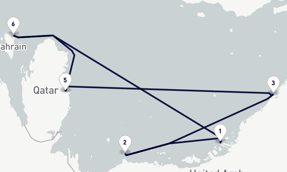 7 days, round-trip Dubai Middle East 8日間