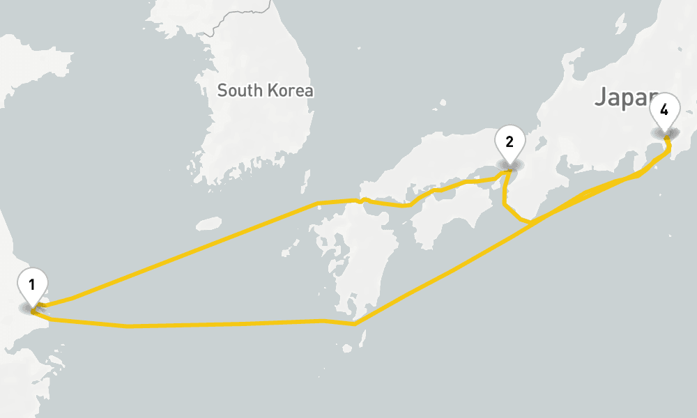 7 days, round-trip Osaka, Kobe Tokyo Cruise 8日間