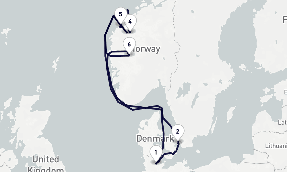 7 days, round-trip Northern Europe 8日間
