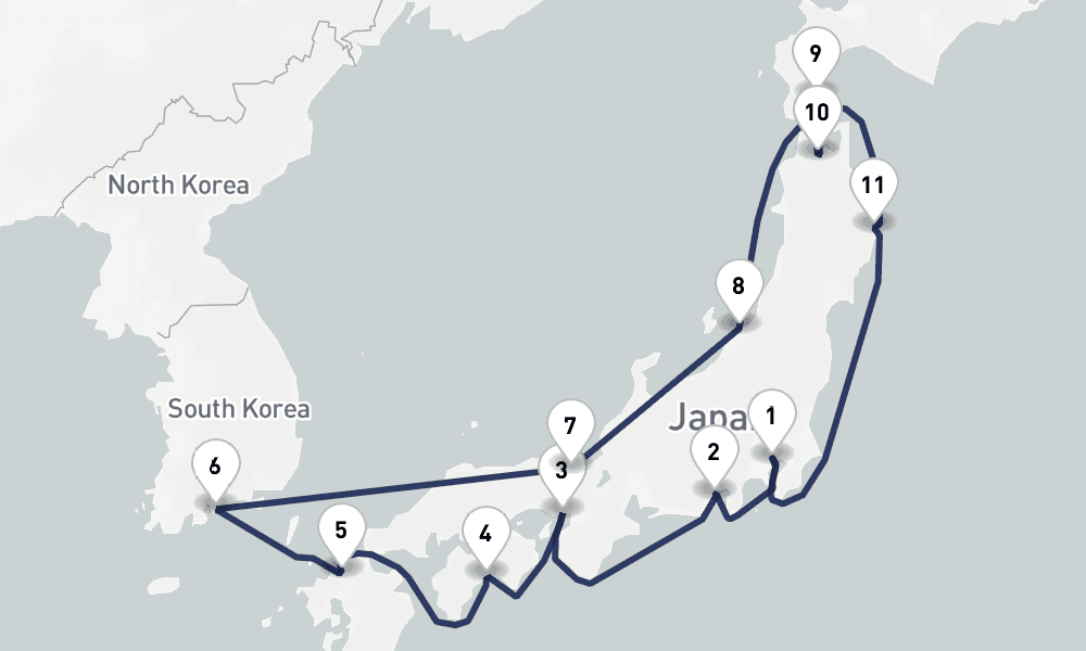 14 days, round-trip Circle Japan 15日間