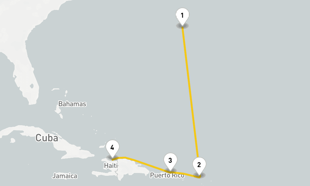 9 days, round-trip Bermuda Eastern Caribbean 10日間