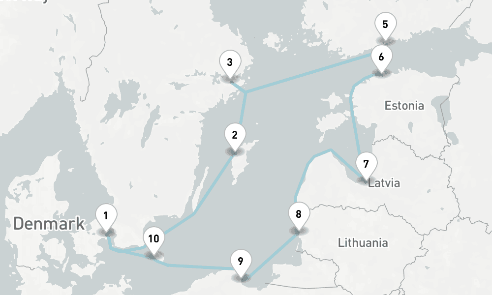 11 days, round-trip Cruise Baltic Intensive Cruise Stockholm, Helsinki Copenhagen 12日間
