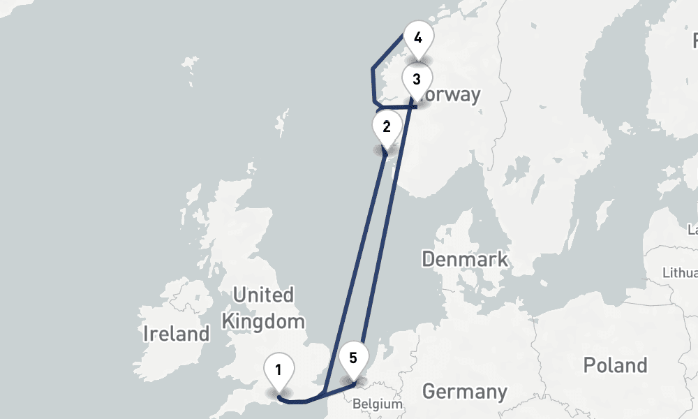 7 days, round-trip Norwegian Fjords 8日間
