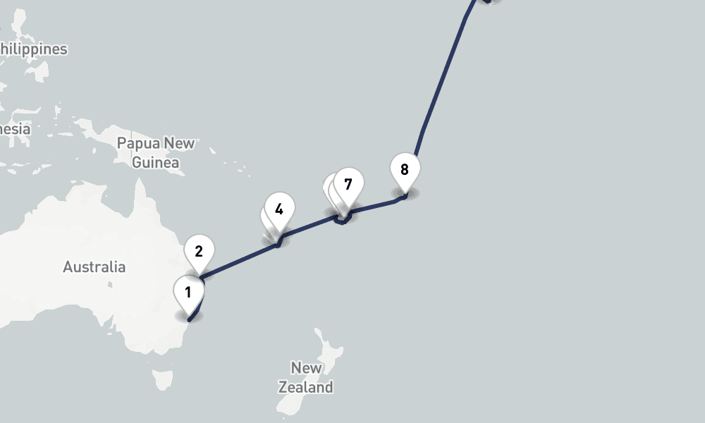 28 days, one-way from Sydney to Seattle 29日間