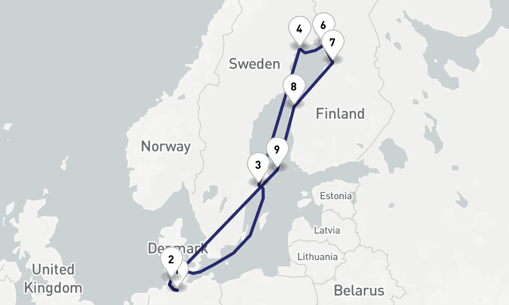 15 days, round-trip Baltic Sea 16日間