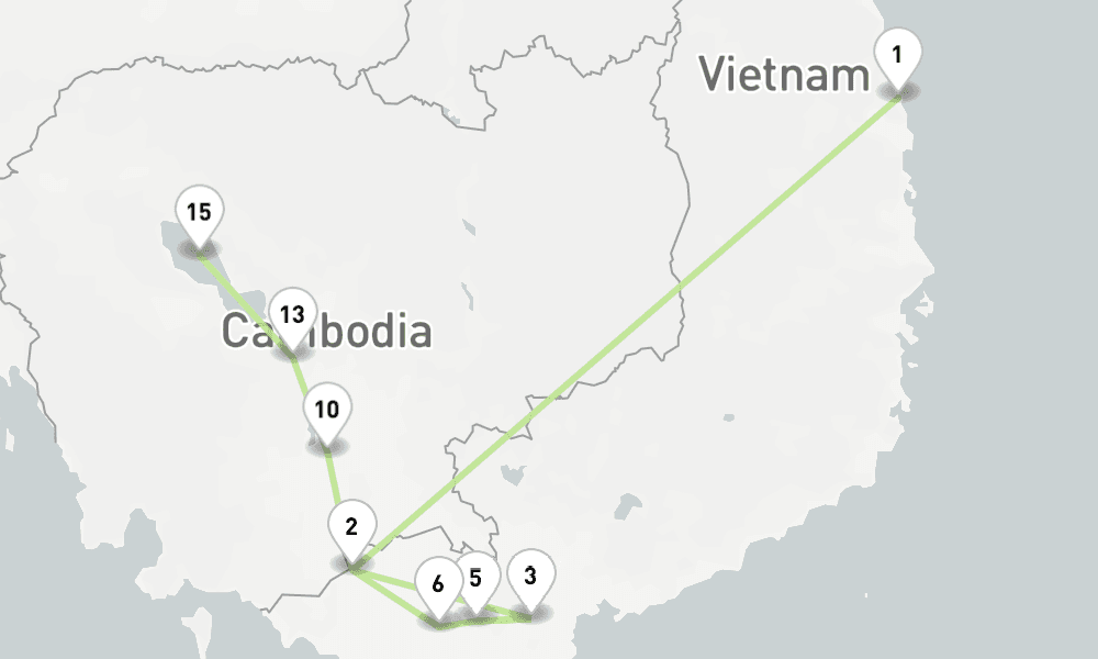 8 nights / 9 days, one-way from Phu My (Ho Chi Minh City / Saigon, Vietnam) to Tonle Sap Lake