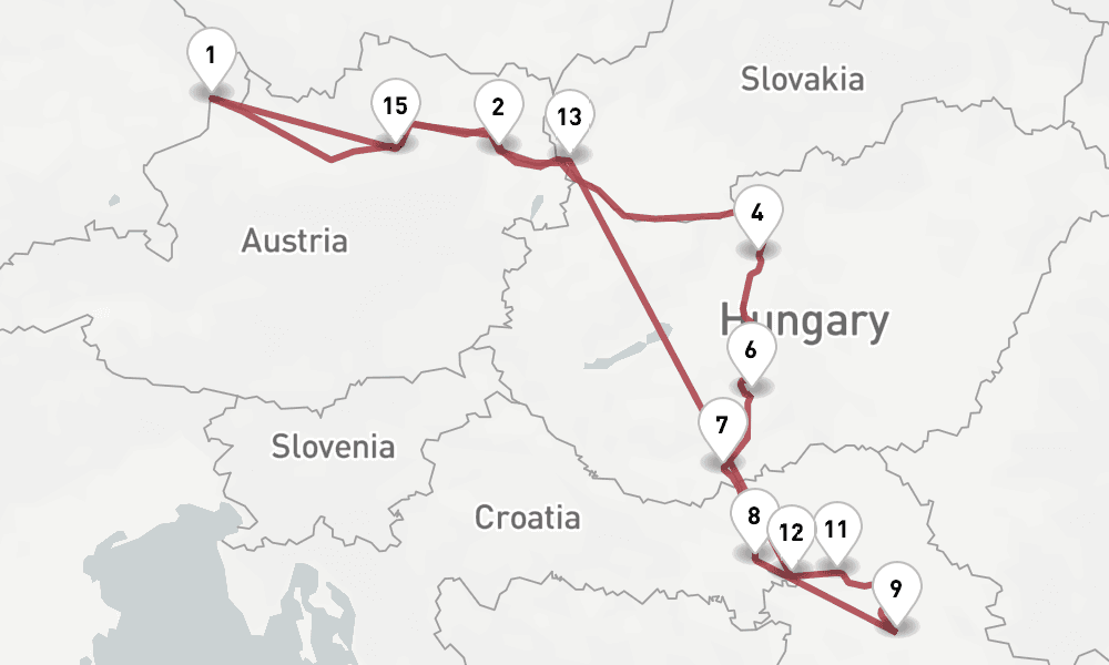 14 days, round-trip Danube 15日間