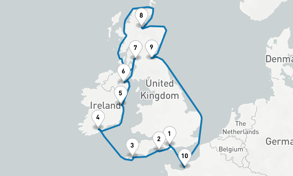 12 days, round-trip British Isles with France Belfast 13日間