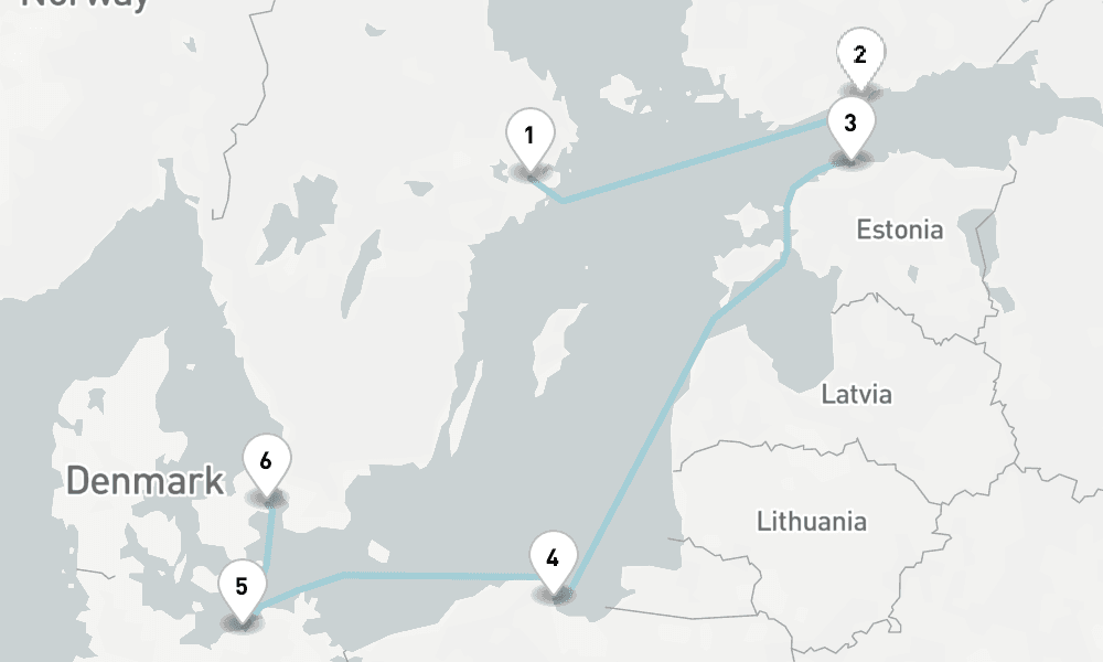 7 days, one-way from Stockholm to Copenhagen 8日間
