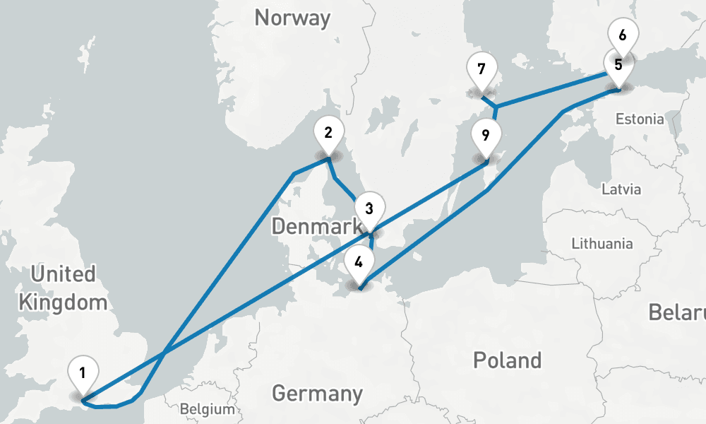 14 days, round-trip Scandinavia 15日間
