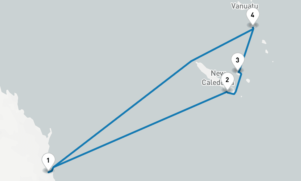 7 days, round-trip Vanuatu New Caledonia 8日間