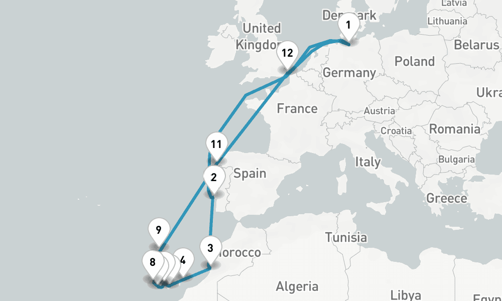 22 days, round-trip Sonnenverwohnte Kanaren Madeira 23日間