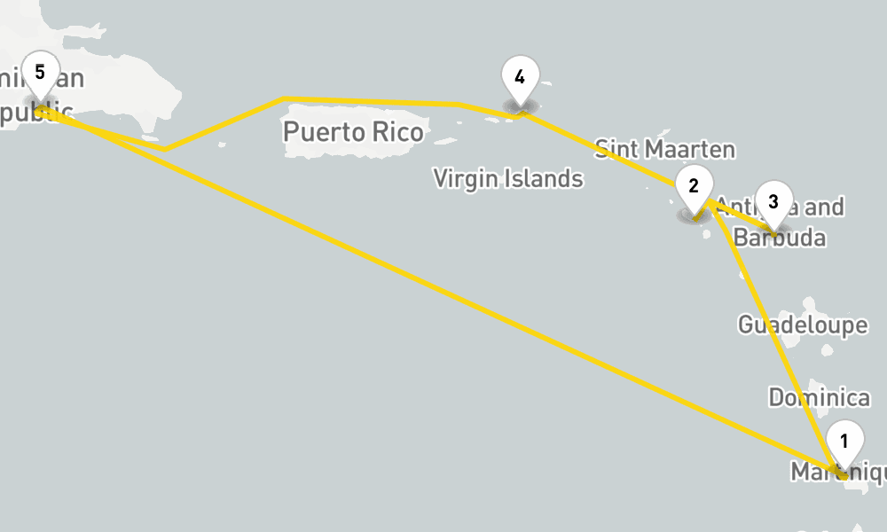 6 days, round-trip Caribbean Antilles from Martinique 7日間