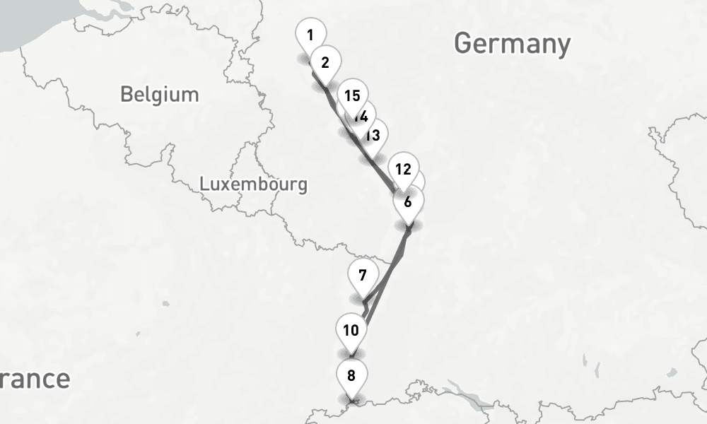 9 days, round-trip Rhine 10日間