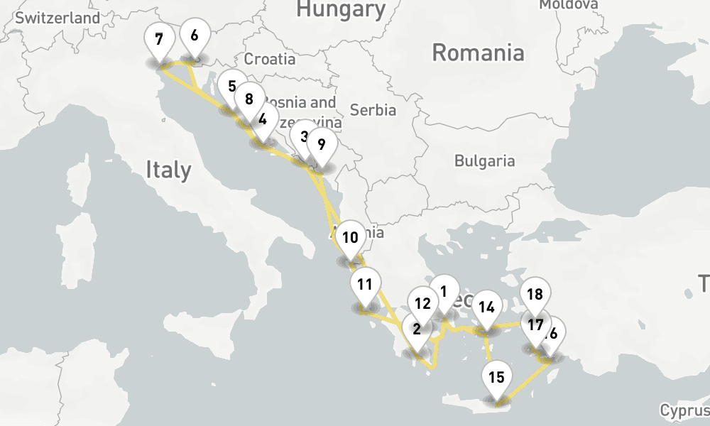 21 days, round-trip Adriatic, Ephesus Grecian Gems 22日間