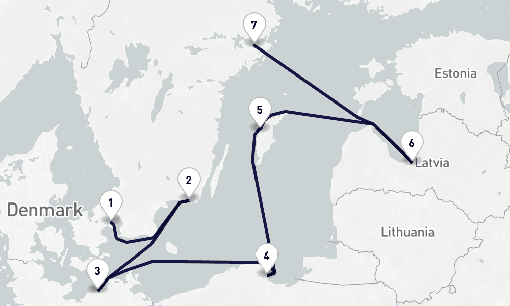 6 days, one-way from Copenhagen to Stockholm 7日間