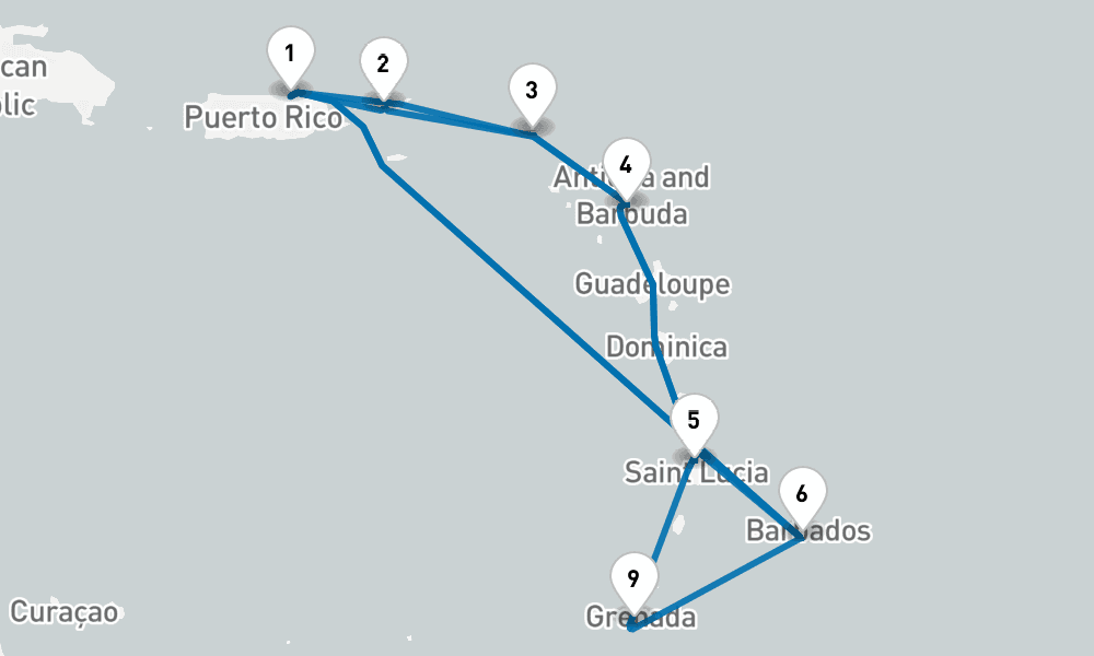 14 days, round-trip Southern Caribbean Adventurer 15日間