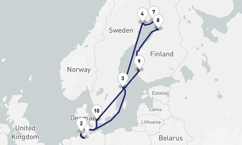 15 days, round-trip Baltic Sea 16日間