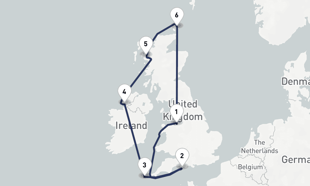 10 days, round-trip Scenic Coastlines of the British Isles 11日間