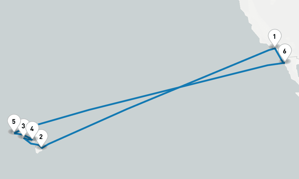 16 days, round-trip Hawaiian Islands 17日間