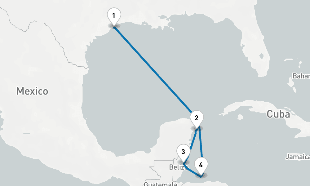 7 days, round-trip Western Caribbean with Mexico 8日間