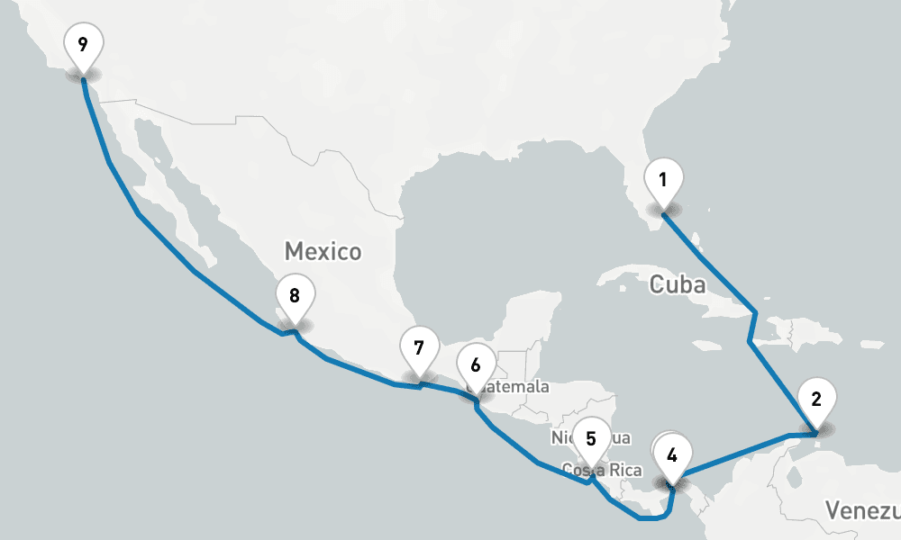 16 days, one-way from Fort Lauderdale to Los Angeles 17日間
