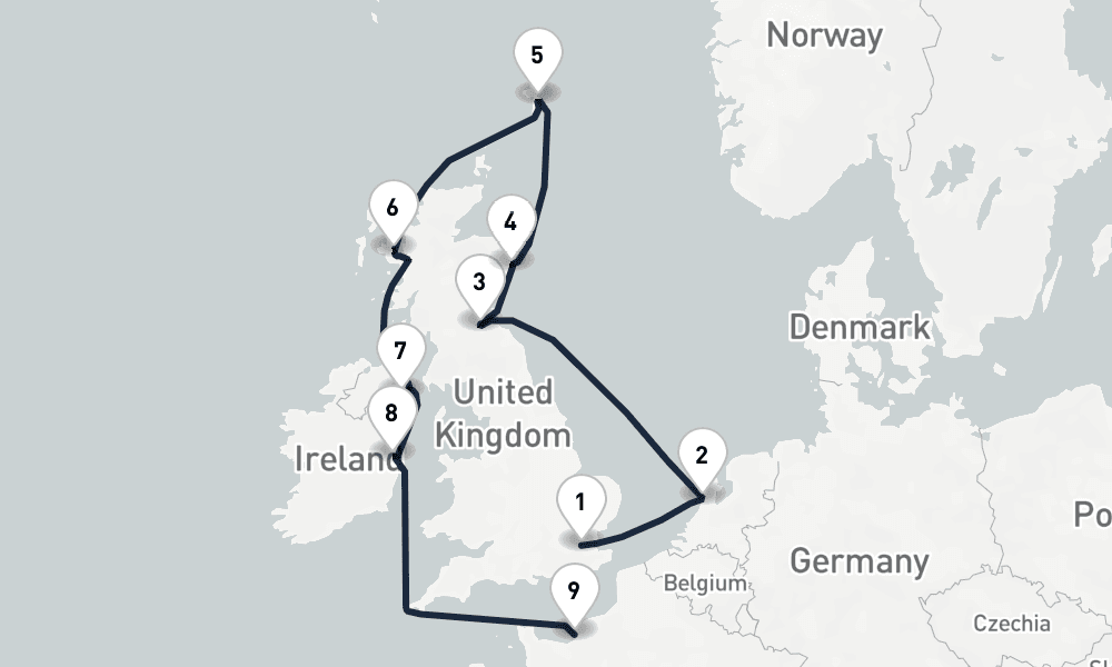 11 days, one-way from London-Tilbury to Le Havre-Paris 12日間
