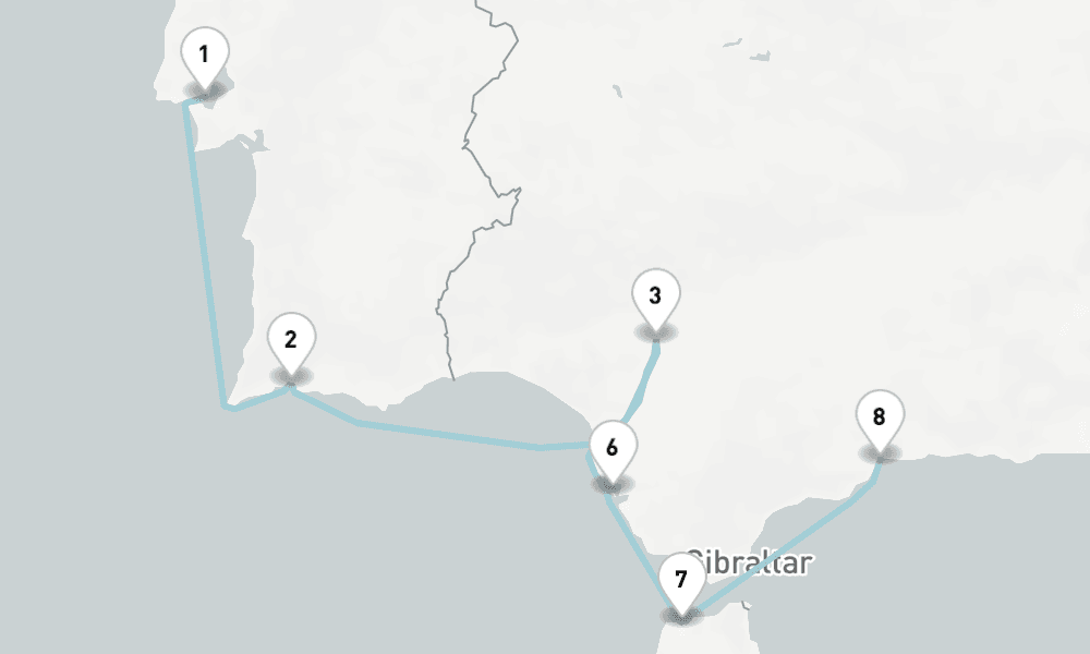 7 days, one-way from Lisbon to Malaga 8日間
