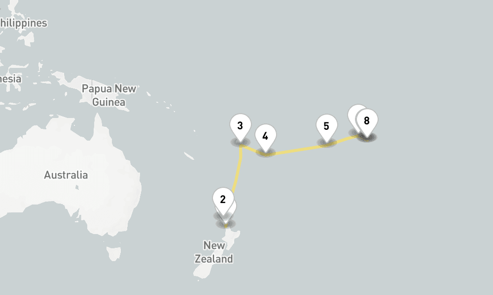 14 days, one-way from Auckland to Papeete 15日間