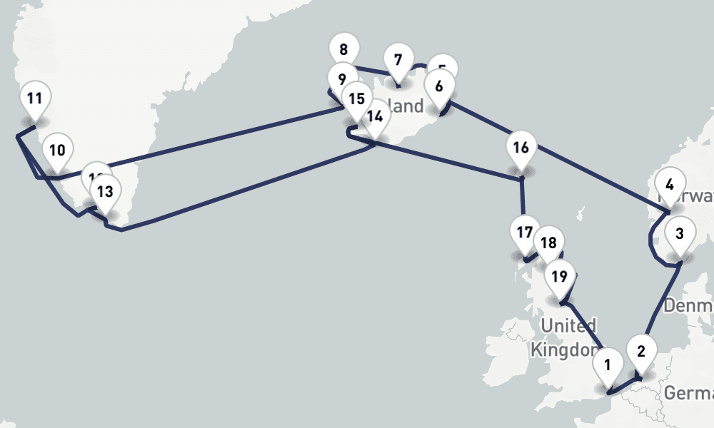 28 days, round-trip Legendary Solar Eclipse With Greenland Scotland 29日間