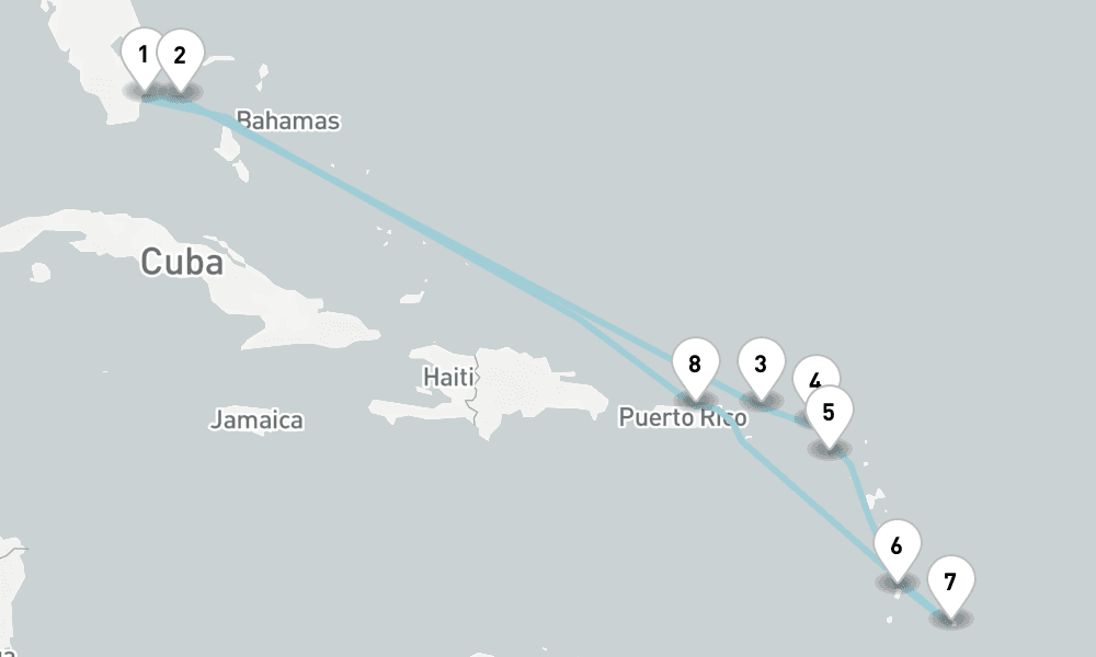 14 days, round-trip Cruise Caribbean Holiday Cruise Sint Maarten, Saint Lucia Barbados 15日間