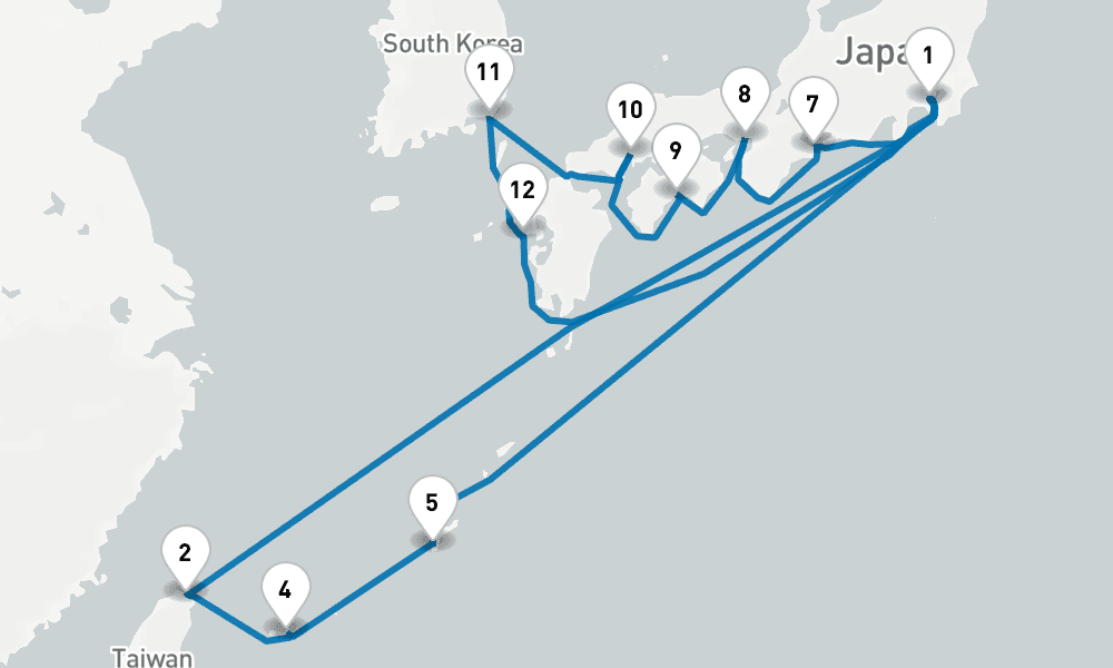 18 days, round-trip Grand Japan with Okinawa Taiwan 19日間